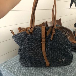 Jean material GUESS brand purse. Large purse.